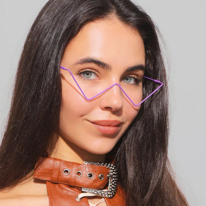Beaira Motorcycle DrivingNew Fashion Crystal Sunglasses Frames For Women Small Diamond Eyeglasses Line Alloy Frame Goggles Unisex