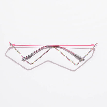 Beaira Motorcycle DrivingNew Fashion Crystal Sunglasses Frames For Women Small Diamond Eyeglasses Line Alloy Frame Goggles Unisex
