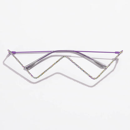 Beaira Motorcycle DrivingNew Fashion Crystal Sunglasses Frames For Women Small Diamond Eyeglasses Line Alloy Frame Goggles Unisex