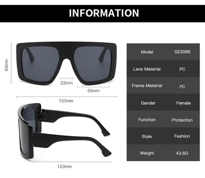Beaira Motorcycle Oversized Punk Square Sunglasses Women Y2K Unique Men Trendy Sports Sun Glasses Luxury Brand Goggles Unisex UV400