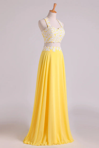 New Arrival Halter Party Dresses A-Line With Applique Chiffon