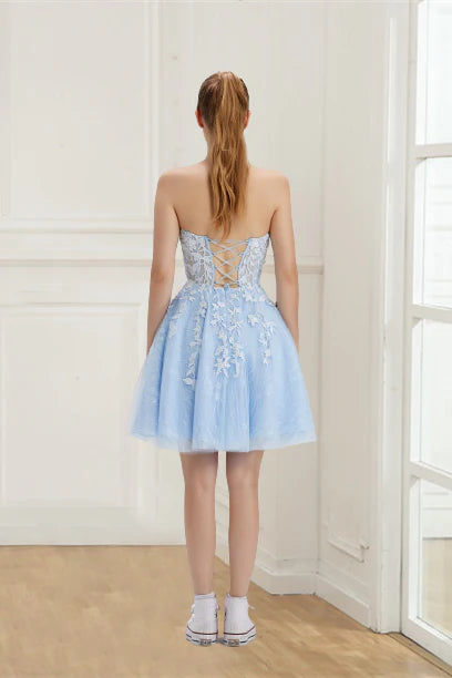 New Arrival Homecoming Dresses Strapless A Line Tulle With Applique
