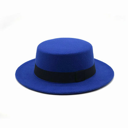 Beaira New Brand Hats Winter Round Concave Convex Surface Flat Top Bow Elastic Ribbon Men'S And Women'S Felt Jazz Hats