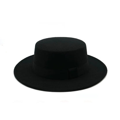 Beaira New Brand Hats Winter Round Concave Convex Surface Flat Top Bow Elastic Ribbon Men'S And Women'S Felt Jazz Hats