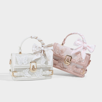 Beaira Fairy lace box bag fashionable new style high-end butterfly embroidery small square bag trendy commuting women's bag