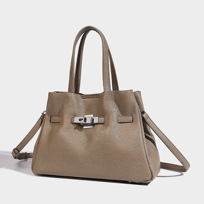 Beaira Small niche design cowhide tote bag women's new large capacity trendy Kelly bag commuting single shoulder handbag
