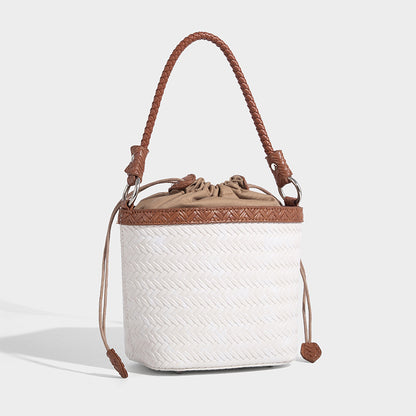 Beaira Vintage drawstring woven handbag with high-end feel water bucket bag pure handmade woven bag new commuter crossbody bag