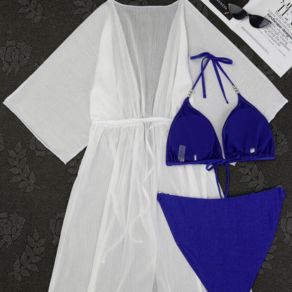 Beaira European and American solid color split swimsuit women's sexy new bikini three piece set swimsuit women's bikini