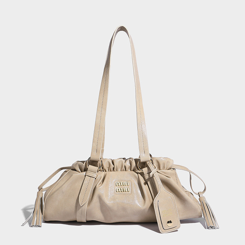 Beaira Niche Maillard Retro Soft Leather Underarm Bag Autumn/Winter Trendy Cool and Sassy Spicy Girl Folding Handheld Single Shoulder Bag