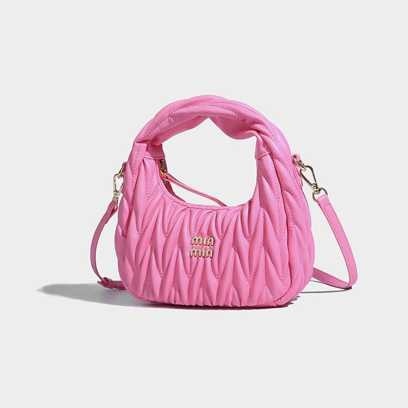 Beaira High end wrinkled bag for spring and summer new style high-end light luxury hand-held slanted crescent bag star style small bag