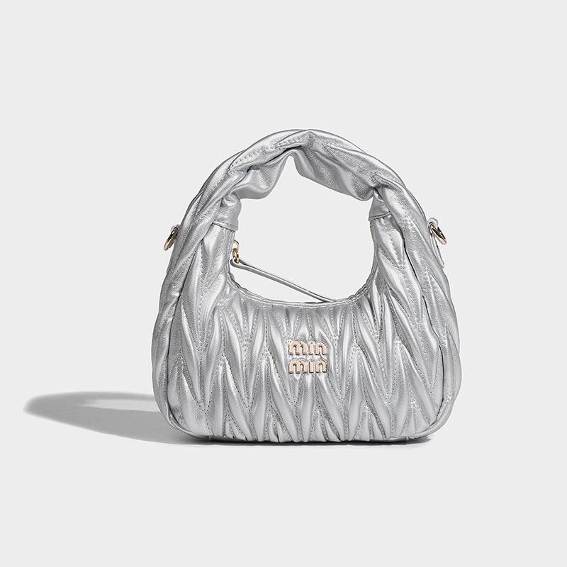 Beaira High end wrinkled bag for spring and summer new style high-end light luxury hand-held slanted crescent bag star style small bag