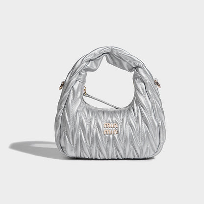 Beaira High end wrinkled bag for spring and summer new style high-end light luxury hand-held slanted crescent bag star style small bag