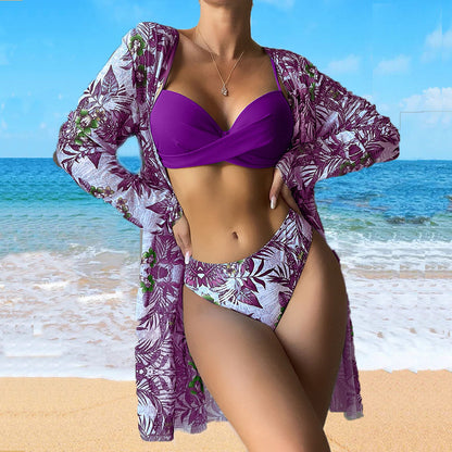 Beaira New European and American split swimsuit women's fashion three piece set bikini cross-border mesh foreign trade swimsuit bikini