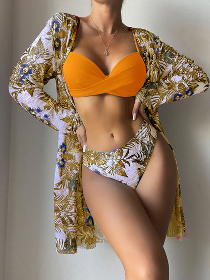 Beaira New European and American split swimsuit women's fashion three piece set bikini cross-border mesh foreign trade swimsuit bikini