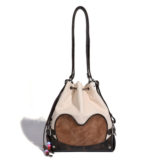 Beaira Autumn and Winter New Personalized Retro Large Capacity Tote Bag with Relaxation and Splicing Sweet Cool Shoulder Bag Versatile Shoulder Bag