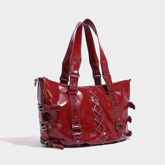 Beaira Strap Punk Rivet Design Handheld Tote Bag Autumn/Winter New Large Capacity Commuter Shoulder Underarm Bag