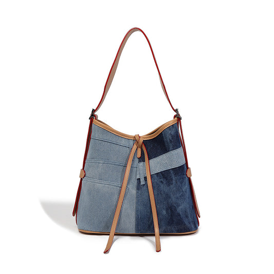 Beaira Splicing denim designer canvas bag women's new large capacity tote bag niche single shoulder crossbody bag