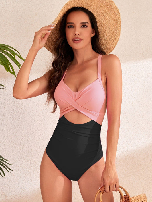 Women's Normal Swimwear One Piece Swimsuit Cut Out Color Block Beach Wear Holiday Bathing Suits
