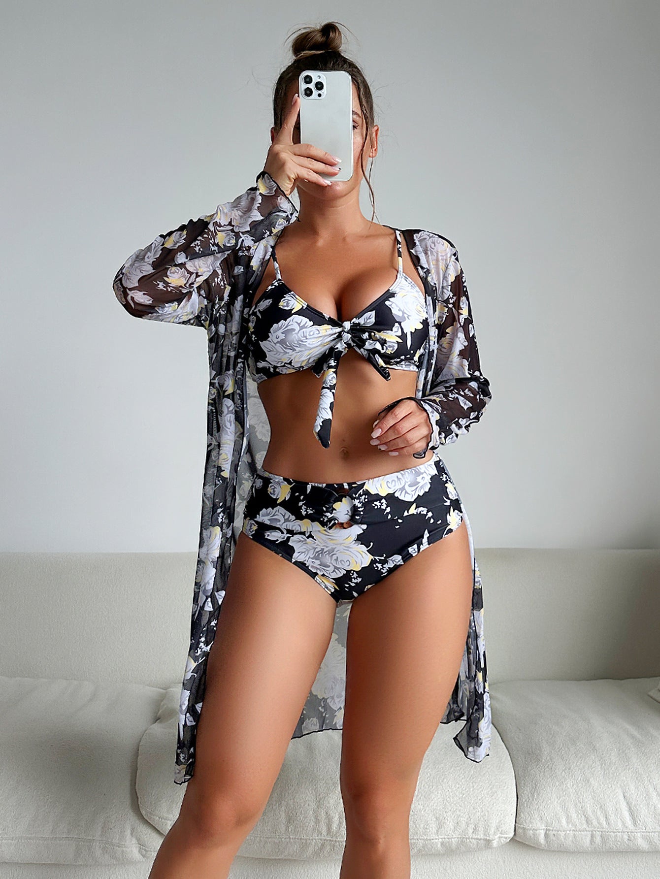 Beaira New European and American fashion high-end sexy multi-color printed bikini BIKINI three piece set women's swimsuit