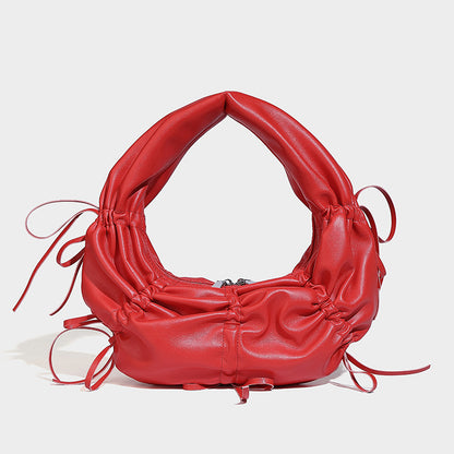 Beaira New pleated bow design hand-held crescent bag high-end fashionable niche trendy single shoulder underarm bag