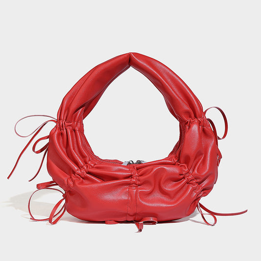 Beaira New pleated bow design hand-held crescent bag high-end fashionable niche trendy single shoulder underarm bag