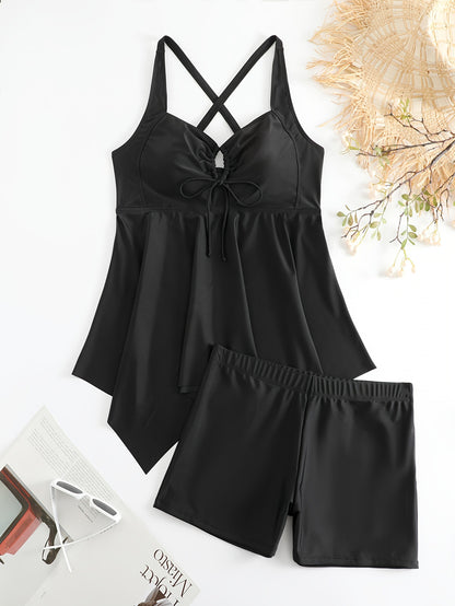 Women's Normal Swimwear Tankini Swimsuit 2 Piece Plain Sports Beach Wear Bathing Suits