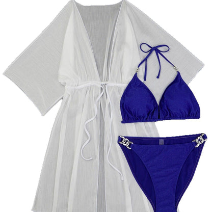 Beaira European and American solid color split swimsuit women's sexy new bikini three piece set swimsuit women's bikini