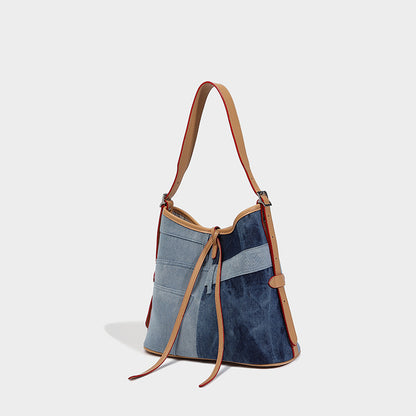 Beaira Splicing denim designer canvas bag women's new large capacity tote bag niche single shoulder crossbody bag