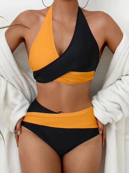 Beaira New cross-border foreign trade swimsuits from Europe and America split piece splicing contrasting color bikini beach bikini