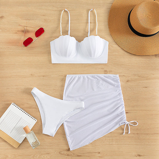 Beaira New swimsuit women's three piece set solid color summer sunscreen bikini cross-border European and American bikini swimsuit
