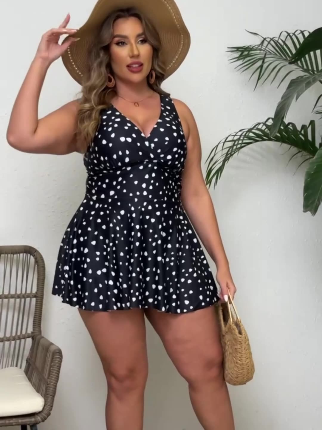 Beaira European and American women's split swimsuit skirt style plus size printed Tankini swimsuit