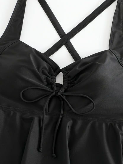 Women's Normal Swimwear Tankini Swimsuit 2 Piece Plain Sports Beach Wear Bathing Suits