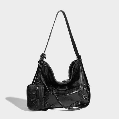Beaira Millennium hot girl dark motorcycle style trendy handbag with niche design and rivets fashionable and versatile single shoulder armpit bag