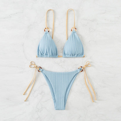 Beaira New swimsuit women's split bikini two-piece set fairy style sexy solid color lace up swimsuit women
