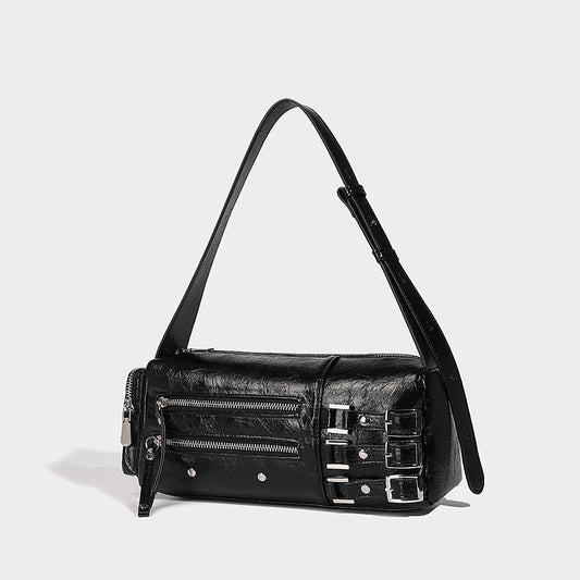 Beaira Small niche luxury retro willow nail pillow bag wide shoulder strap underarm bag new motorcycle bag trendy crossbody bag