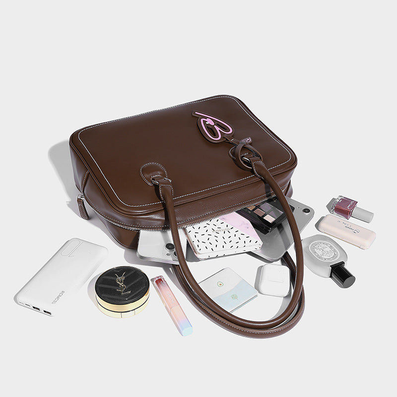 Beaira Autumn and Winter New Large Capacity Toast Bag Vintage Handheld Boston Bag Fashion Single Shoulder Underarm Bag
