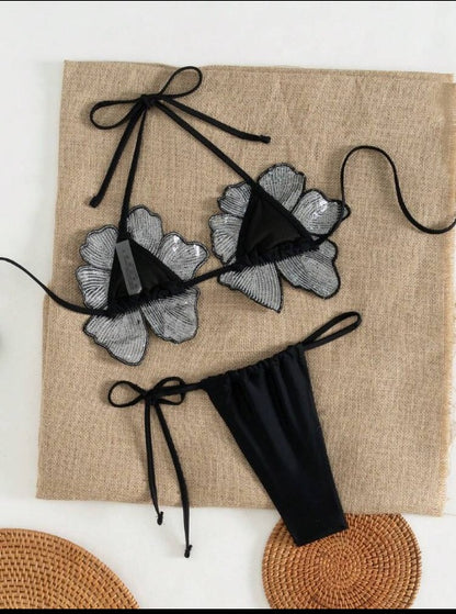 Beaira Ins split strap swimsuit flower glitter bikini runway new sexy bikini swimsuit for women