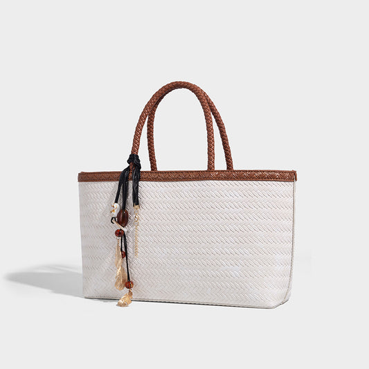 Beaira French elegant woven large capacity vegetable basket bag tote bag women's new versatile large bag shoulder bag
