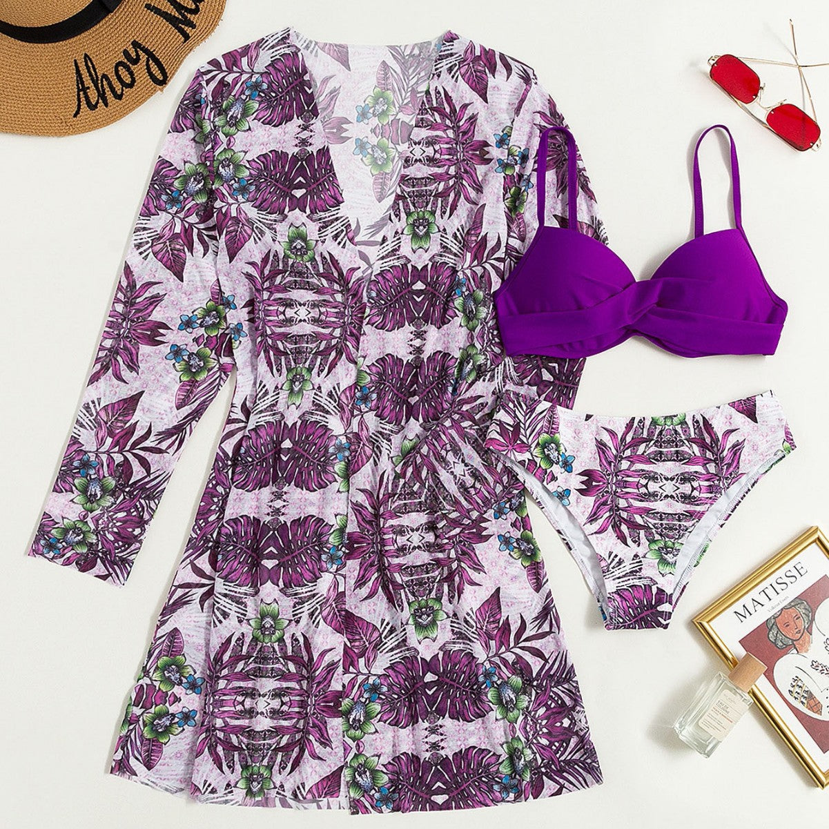 Beaira New European and American split swimsuit women's fashion three piece set bikini cross-border mesh foreign trade swimsuit bikini