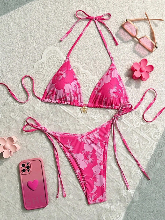 Beaira New Bikini Cross border Trade Triangle Cup Printed Sexy Bikini Split Swimsuit for Women