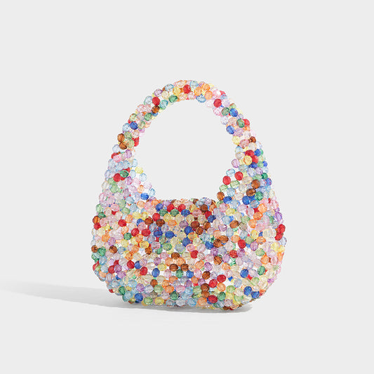 Beaira High end handmade beaded woven bag colorful pearl dumpling bag pillow cloud clutch crossbody small square bag