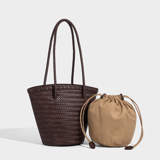 Beaira Niche woven bag new summer hand-held trendy vegetable basket French retro bucket bun mother shoulder bag