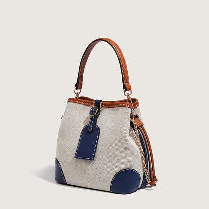 Beaira Splicing bucket bag summer bag new large capacity fashionable versatile trendy women's bag chain shoulder crossbody bag
