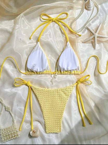 Beaira New cross-border swimsuit from Europe and America with a feminine feel featuring a backless strap and a solid color bikini bikini