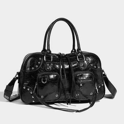 Beaira Autumn and Winter New Trendy Rivet Motorcycle Bag Fashion Bowling Single Shoulder Underarm Bag Sweet Cool Spicy Girl Versatile Handbag