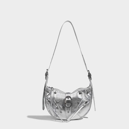 Beaira Suede feel horn bag niche design willow nail cool and stylish motorcycle bag autumn and winter new crossbody bag European and American shoulder bag