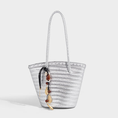 Beaira Niche woven bag new summer hand-held trendy vegetable basket French retro bucket bun mother shoulder bag