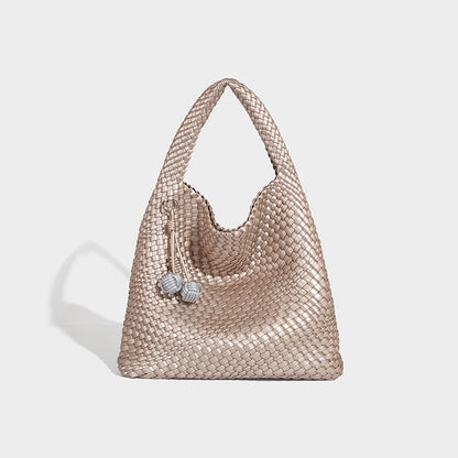 Beaira Commuting large capacity tote bag new casual and fashionable mother and child bag pure hand woven armpit women's bag