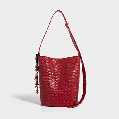 Beaira New niche hand-held woven bucket bag retro light luxury high-end tote single shoulder fashionable bag for women