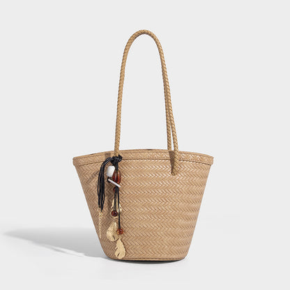 Beaira Niche woven bag new summer hand-held trendy vegetable basket French retro bucket bun mother shoulder bag